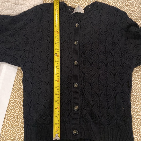 Sezane Medium Anahi Black Crochet Cardigan Sweater - Picture 10 of 10